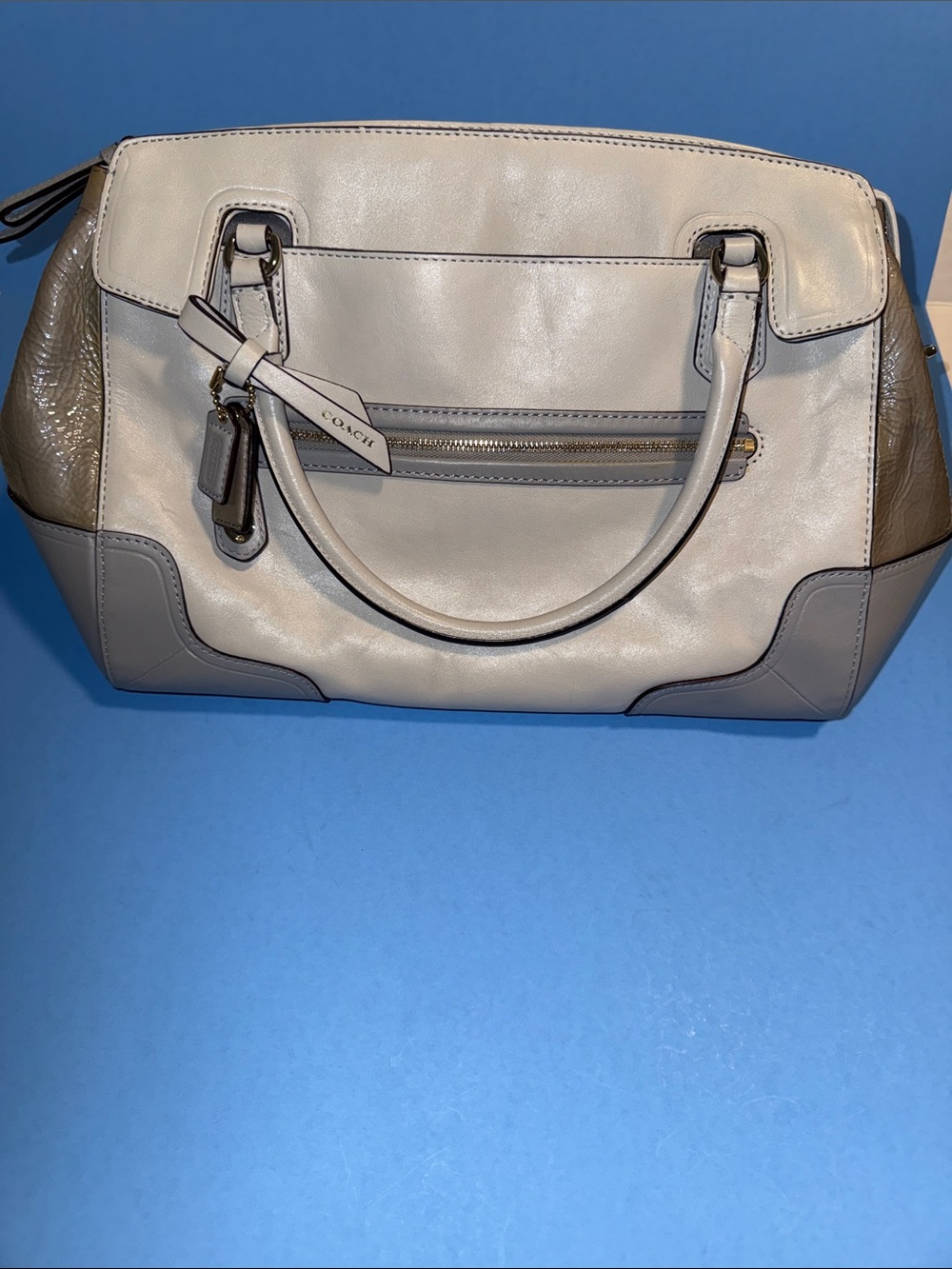 Coach Light Gray & medium Gray Satchel